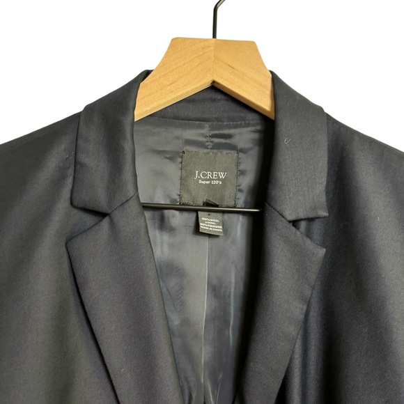 J Crew Super 120’s Navy 100% Wool Two Button Front Blazer Size 6T - Picture 2 of 9